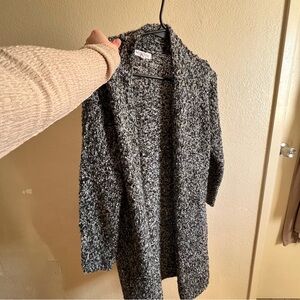 Gray and blue Textured Long Coat